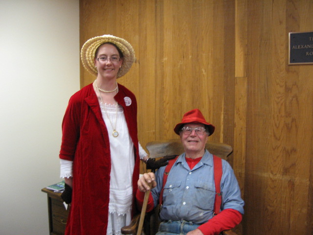 Librarian Sherri with Oregon Bill (Rod Fielder)